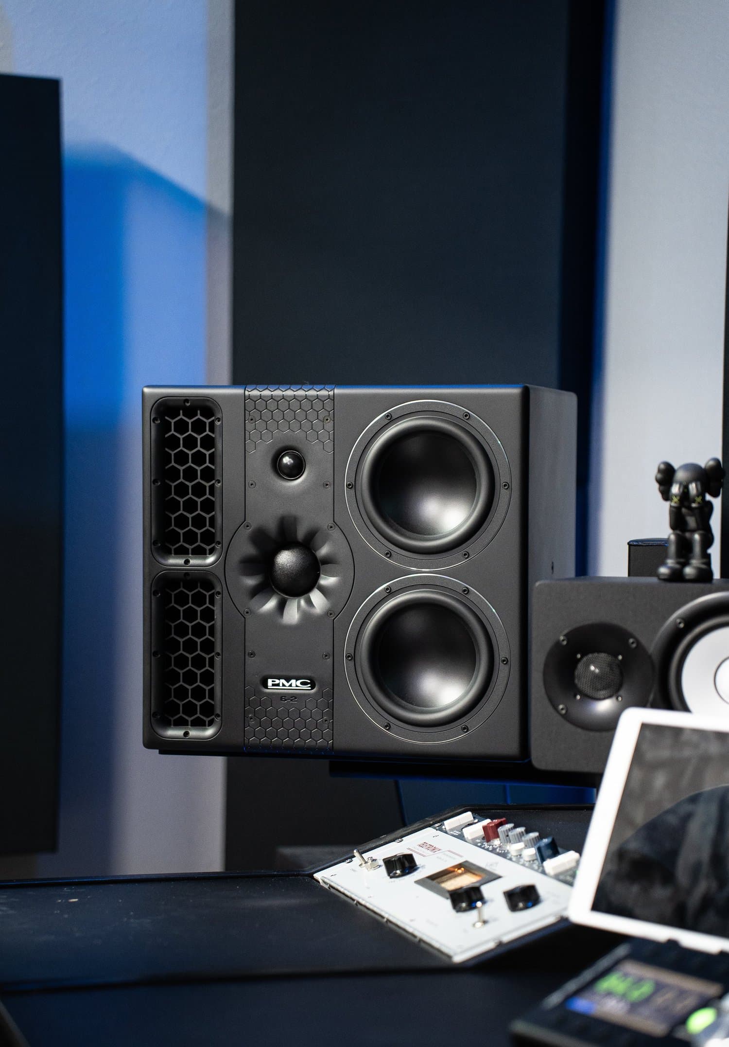 PMC studio monitor and recording equipment inside Studio 22