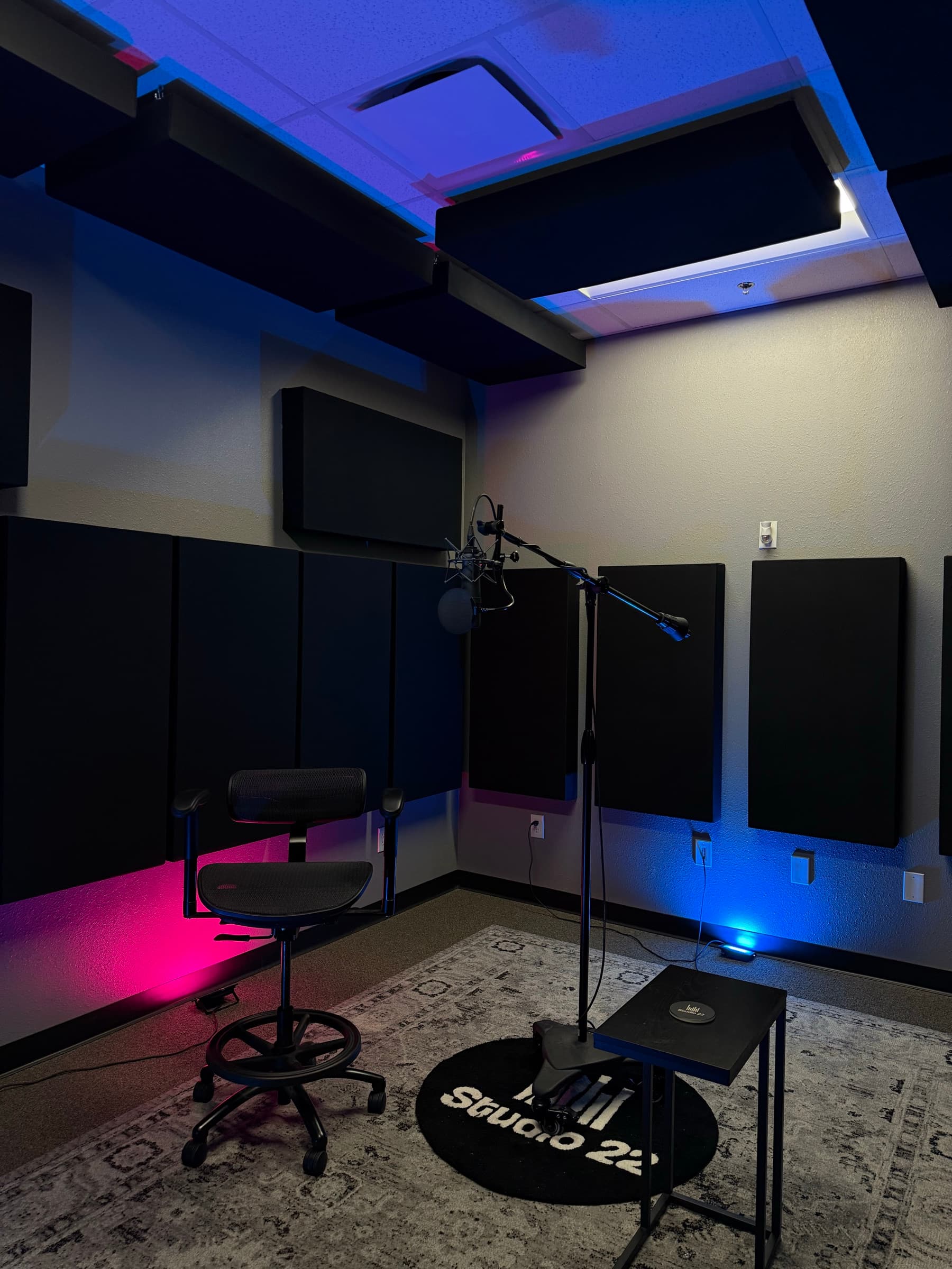 A second view of the Studio 22 recording room and vocal setup